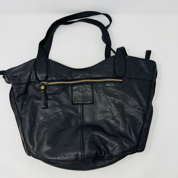 Belleza Mandova Black Leather Shoulder Bag Multicolor Leaf Appliqué - Picture 2 of 10